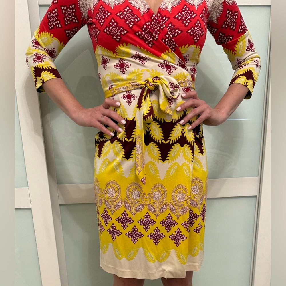 Colorful Patterned Wrap Dress